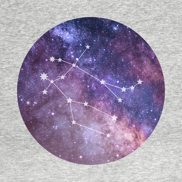 Gemini Sign in the Dark Pink Starry Night Sky by BloomingDiaries